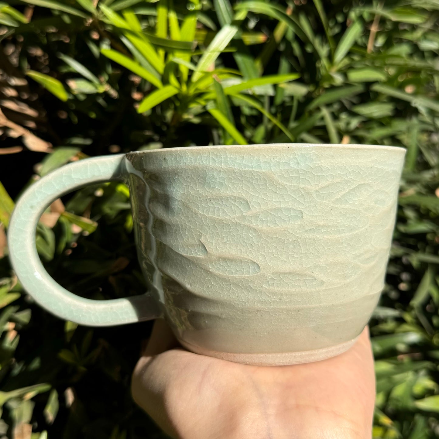 Light Green Wavy Mug 15 oz