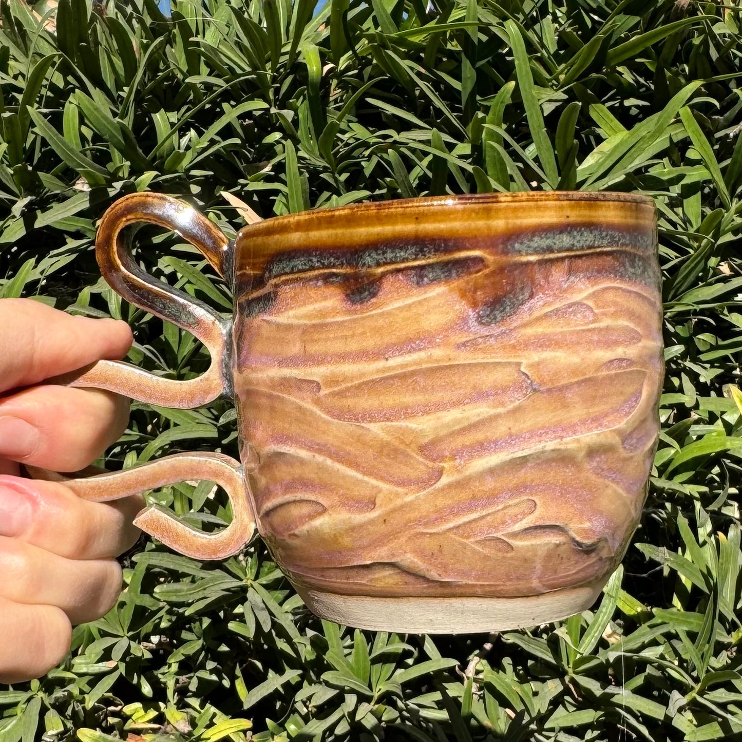 Brown with Pink Wavy Mug 12 oz