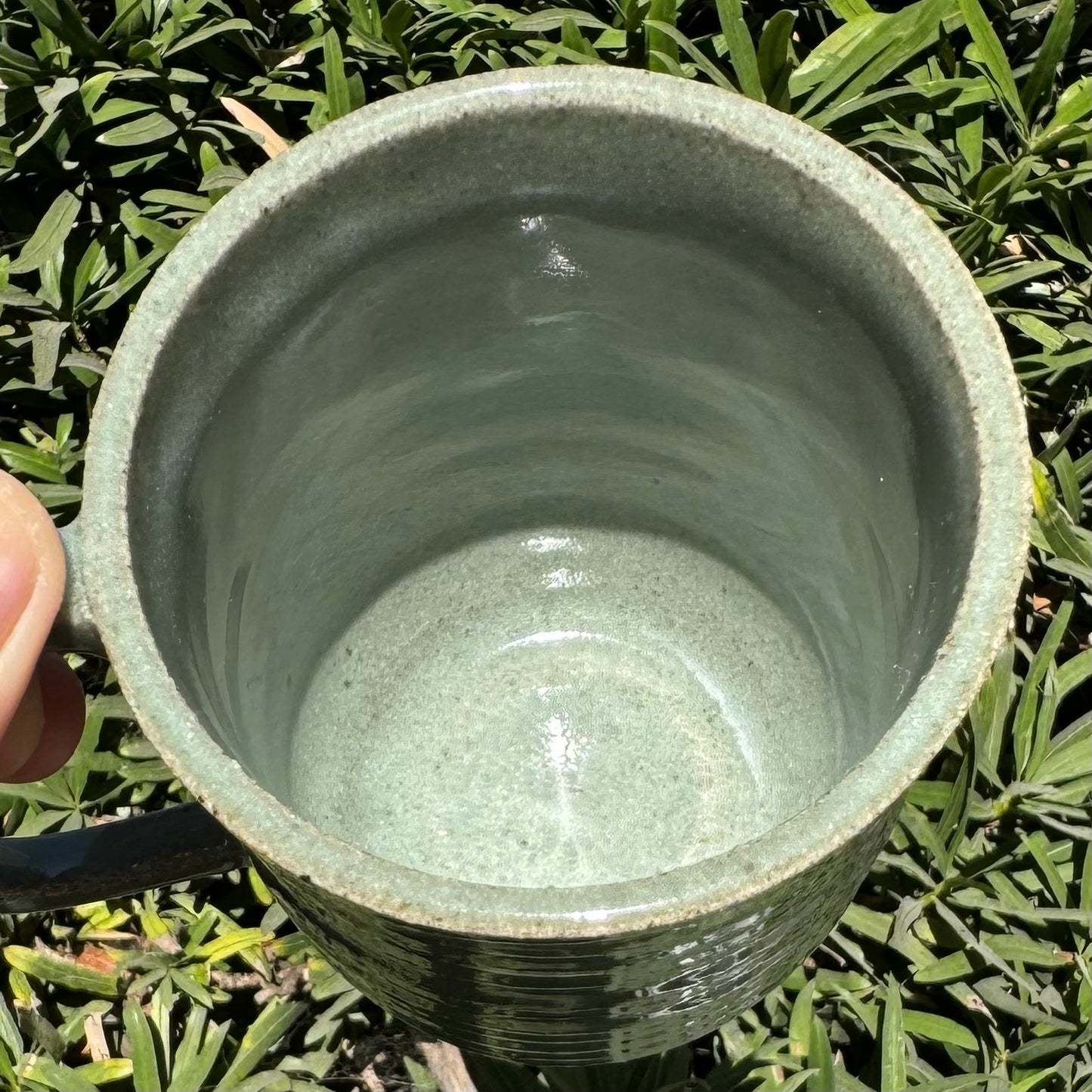 Light Green Striped Mug 14 oz