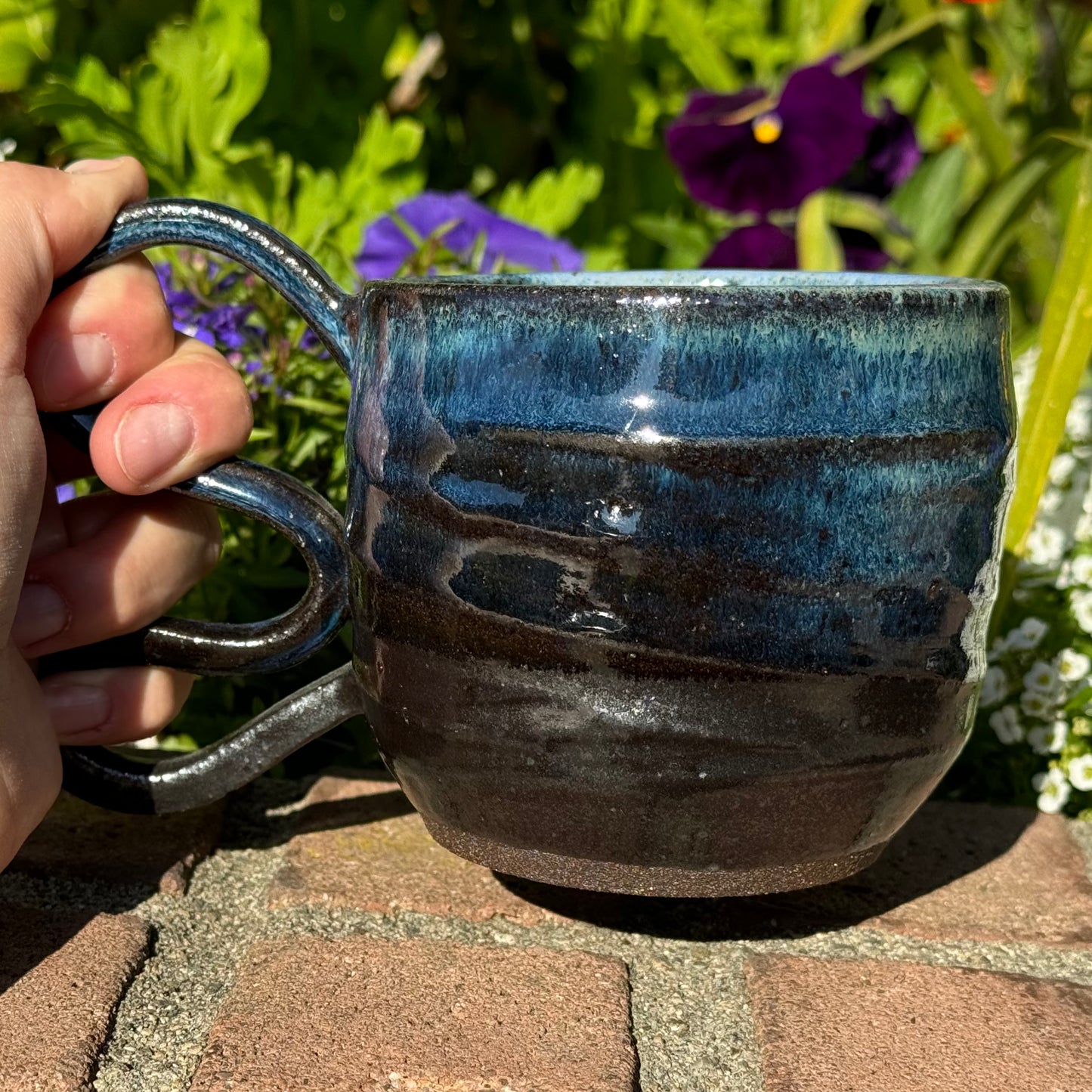 Blue and Black Wavy Mug 16 oz