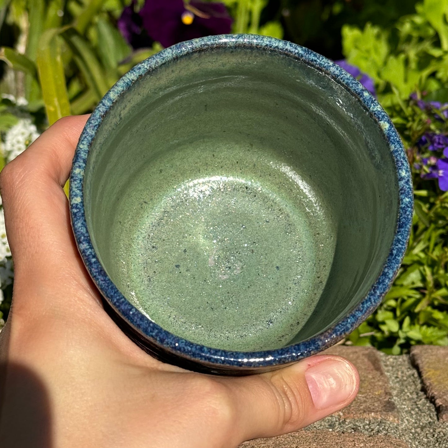 Blue and Green Stripe Textured Cup 12 oz