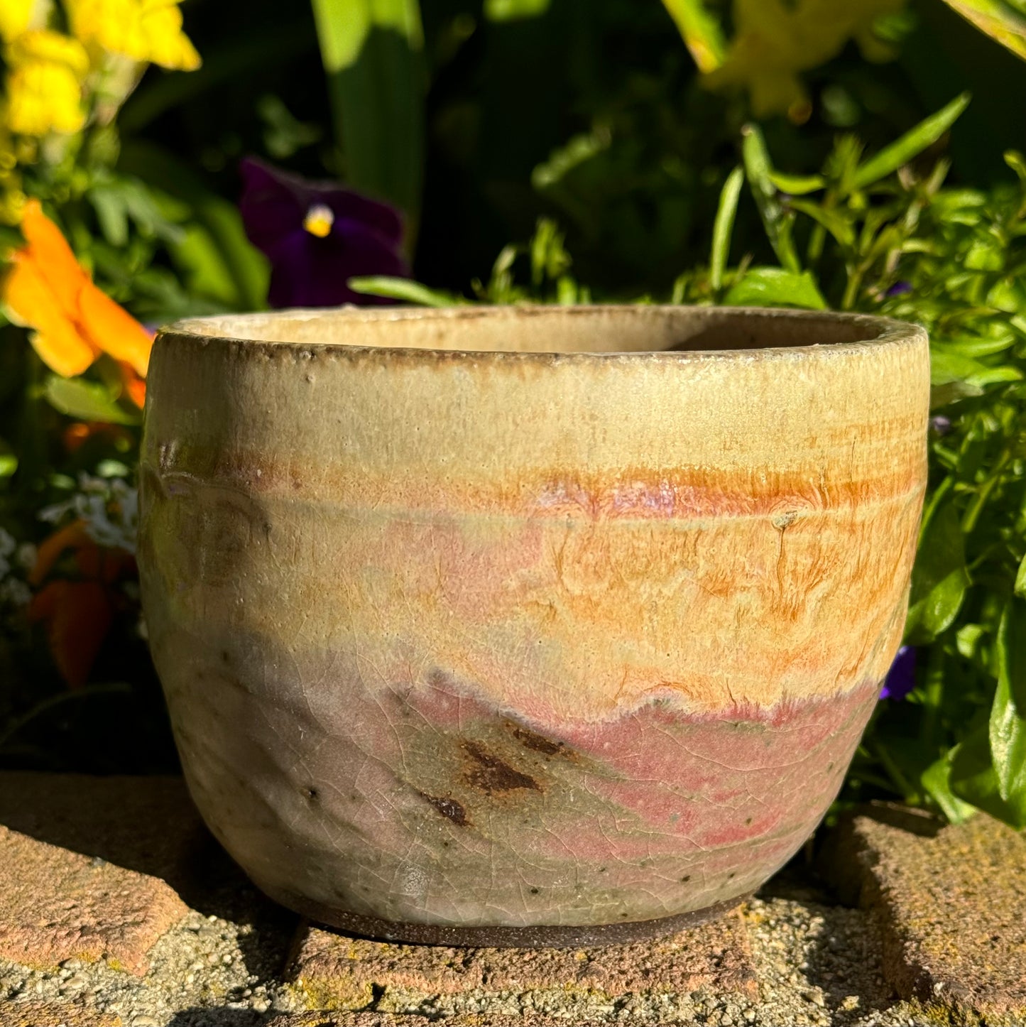 Yellow Brown and Pink Matcha Cup 16 oz