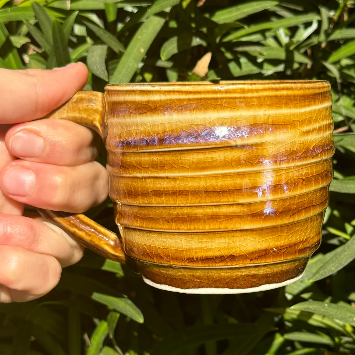 Amber Mug with Stripes 8 oz