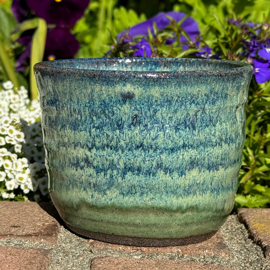 Blue and Green Stripe Textured Cup 12 oz