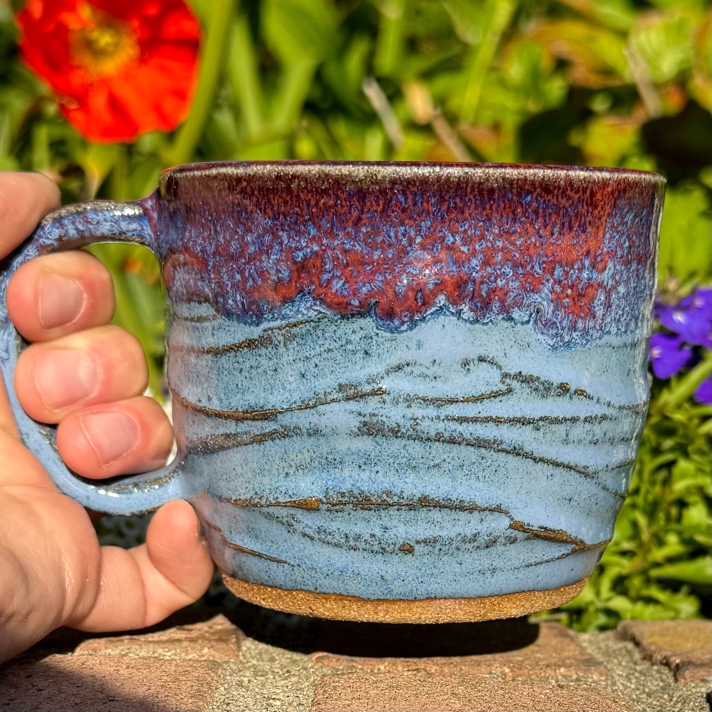 Blue and Red Wavy Mug 16 oz