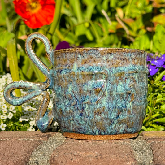 Blue Multicolor Textured Mug 15 oz