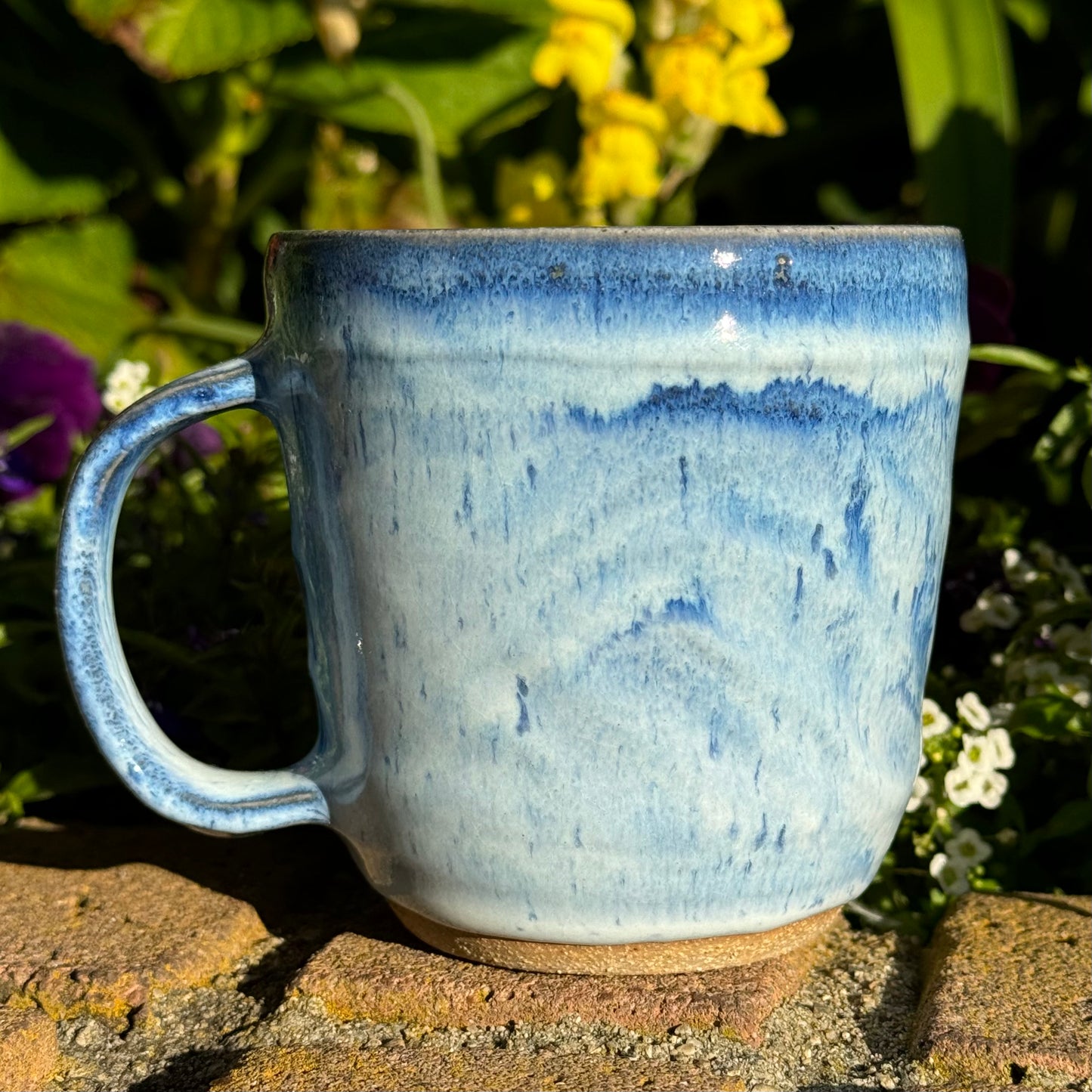 Blue and White Textured Mug 16 oz