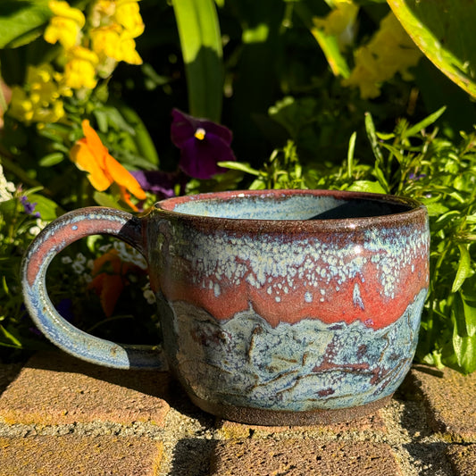 Blue and Red Textured Mug 16 oz